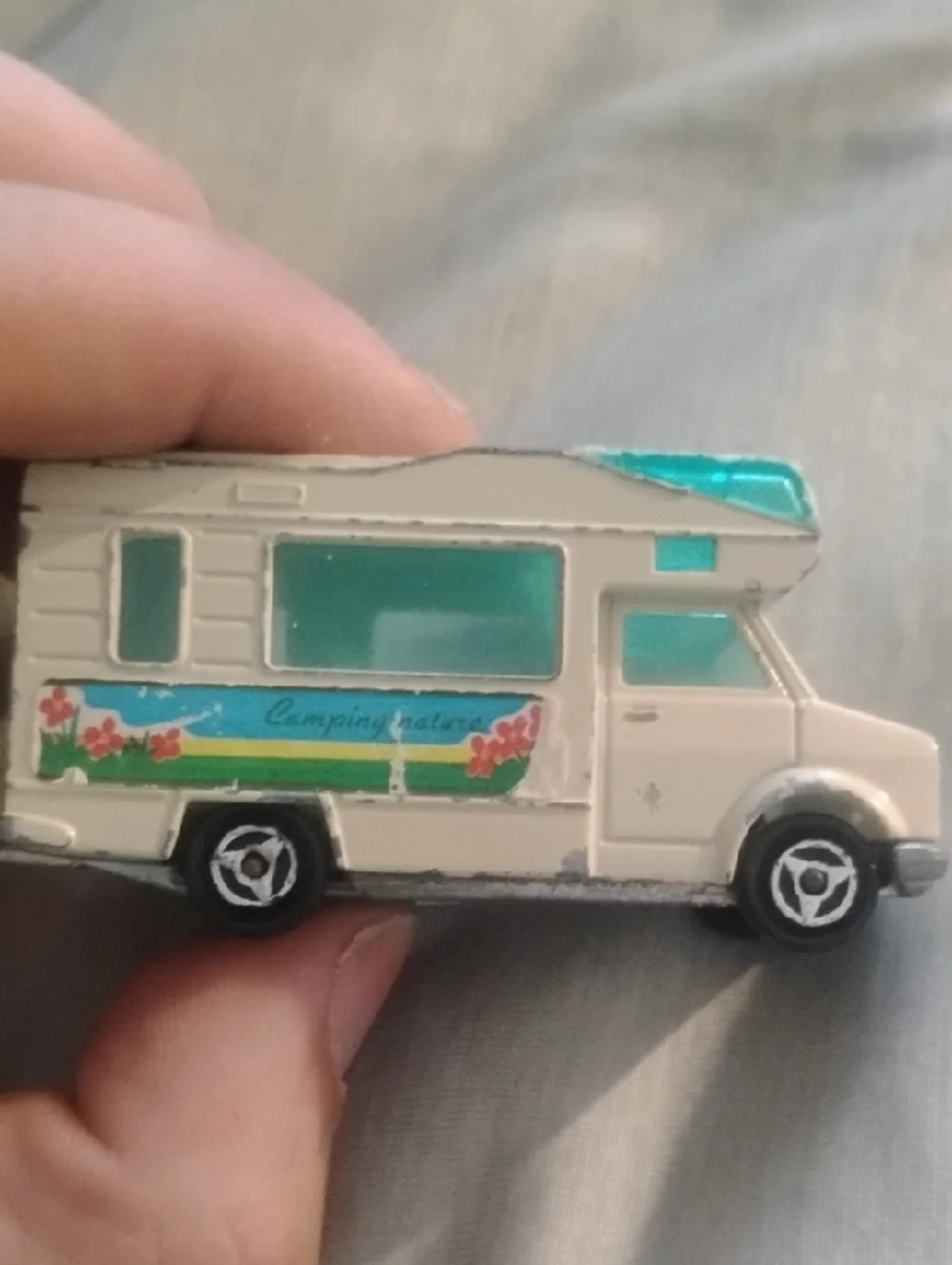Cream Camper Van Toy with Translucent Blue Roof - Kids Vehicles